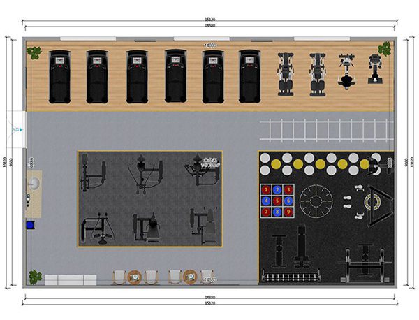 120平方健身房配置方案-广西KS娱乐体育体育健身器材有限公司